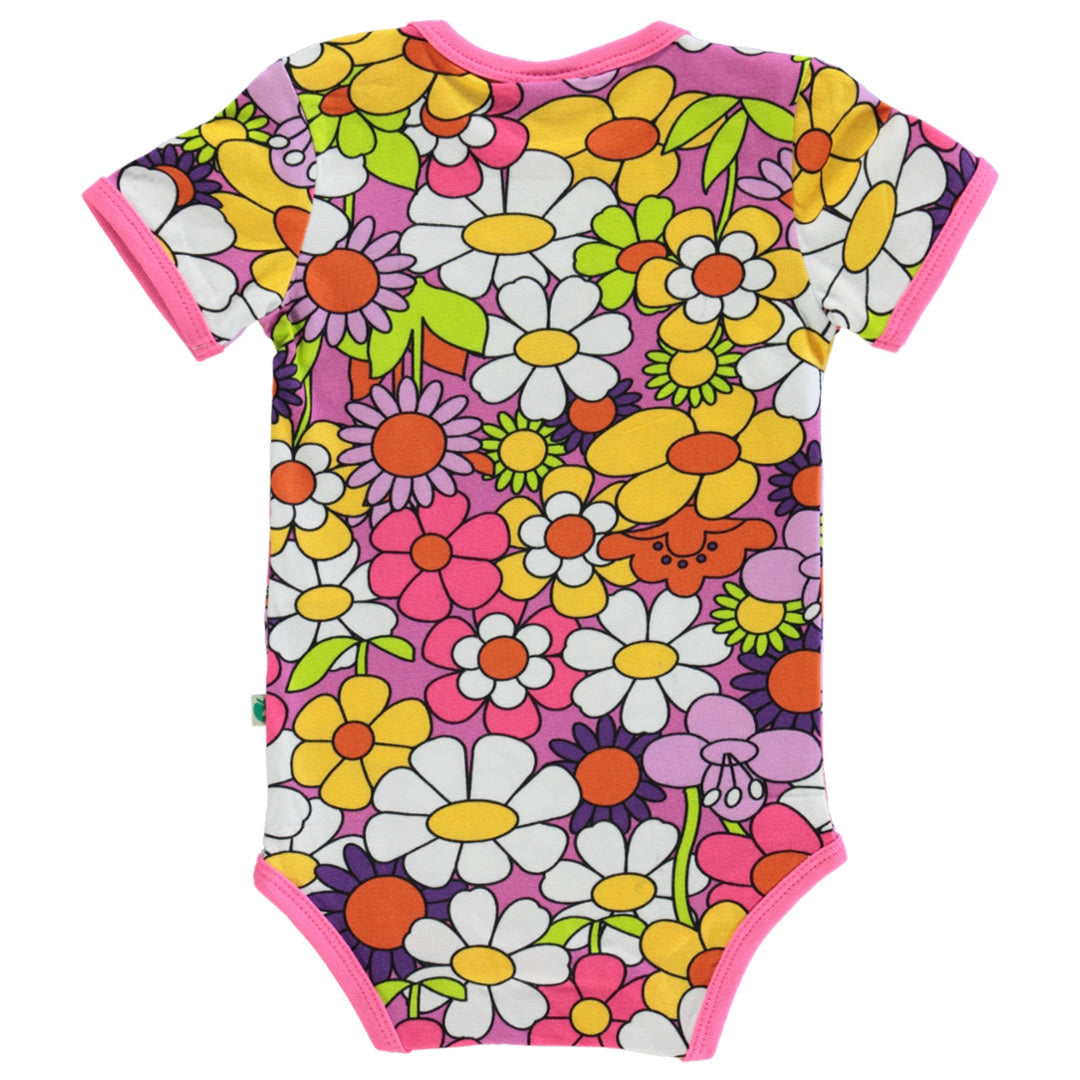 Kurzärmeliger Baby Body mit Blumen