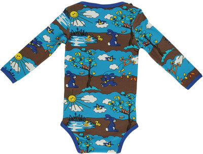 Langärmliger Baby Body mit Herbstlandschaft