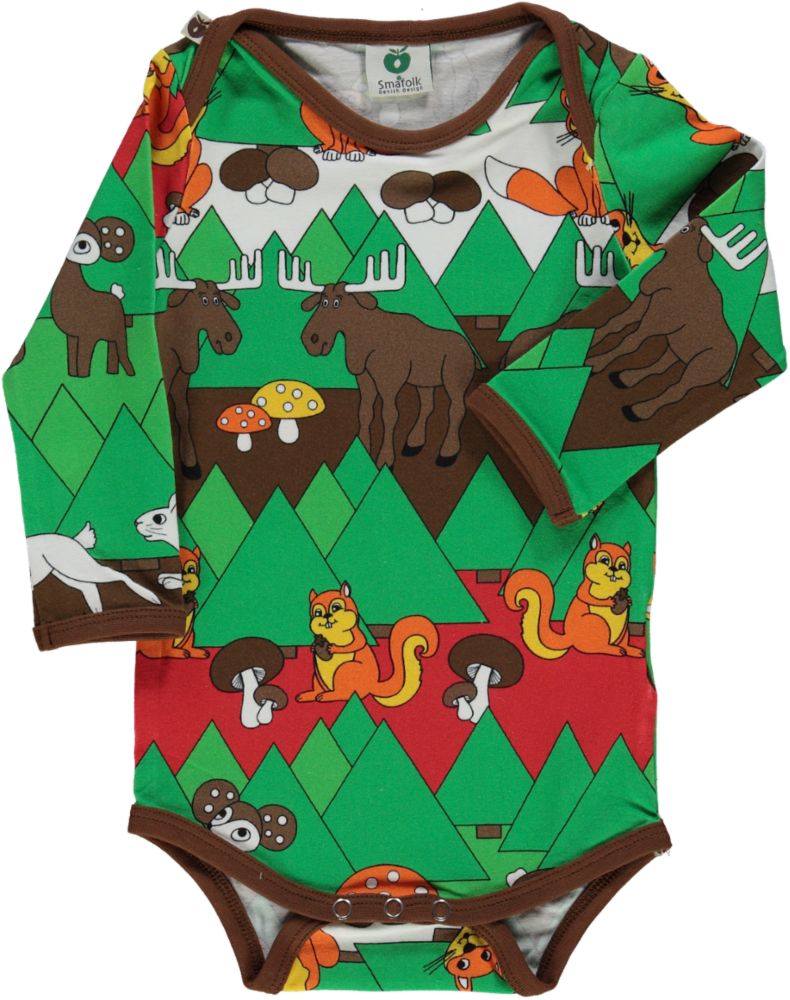 Langärmliger Baby Body mit Weihnachtslandschaft