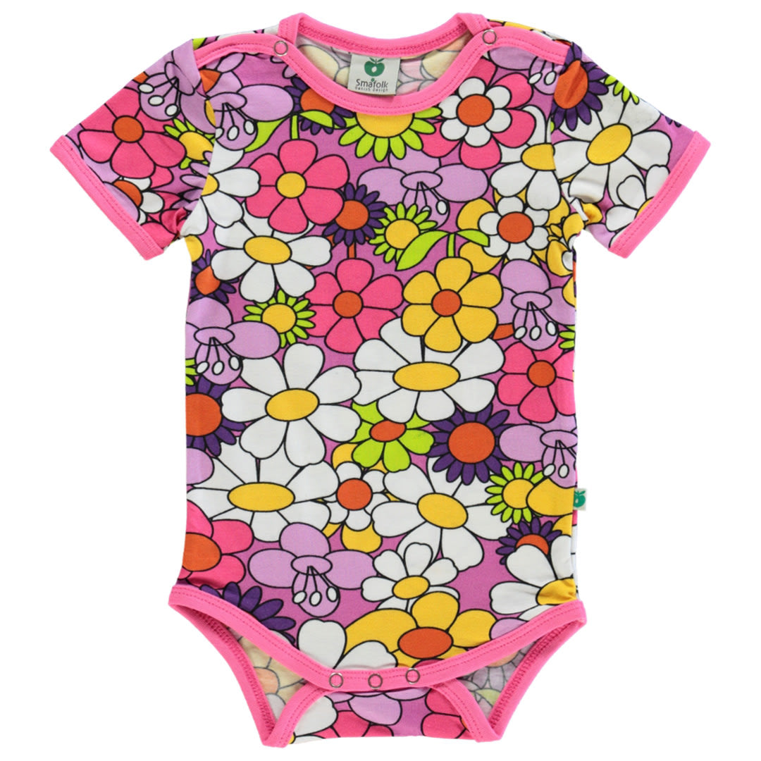 Kurzärmeliger Baby Body mit Blumen