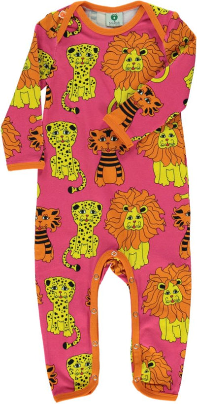 Langärmliger Strampler mit Tigern, Löwen und Leoparden