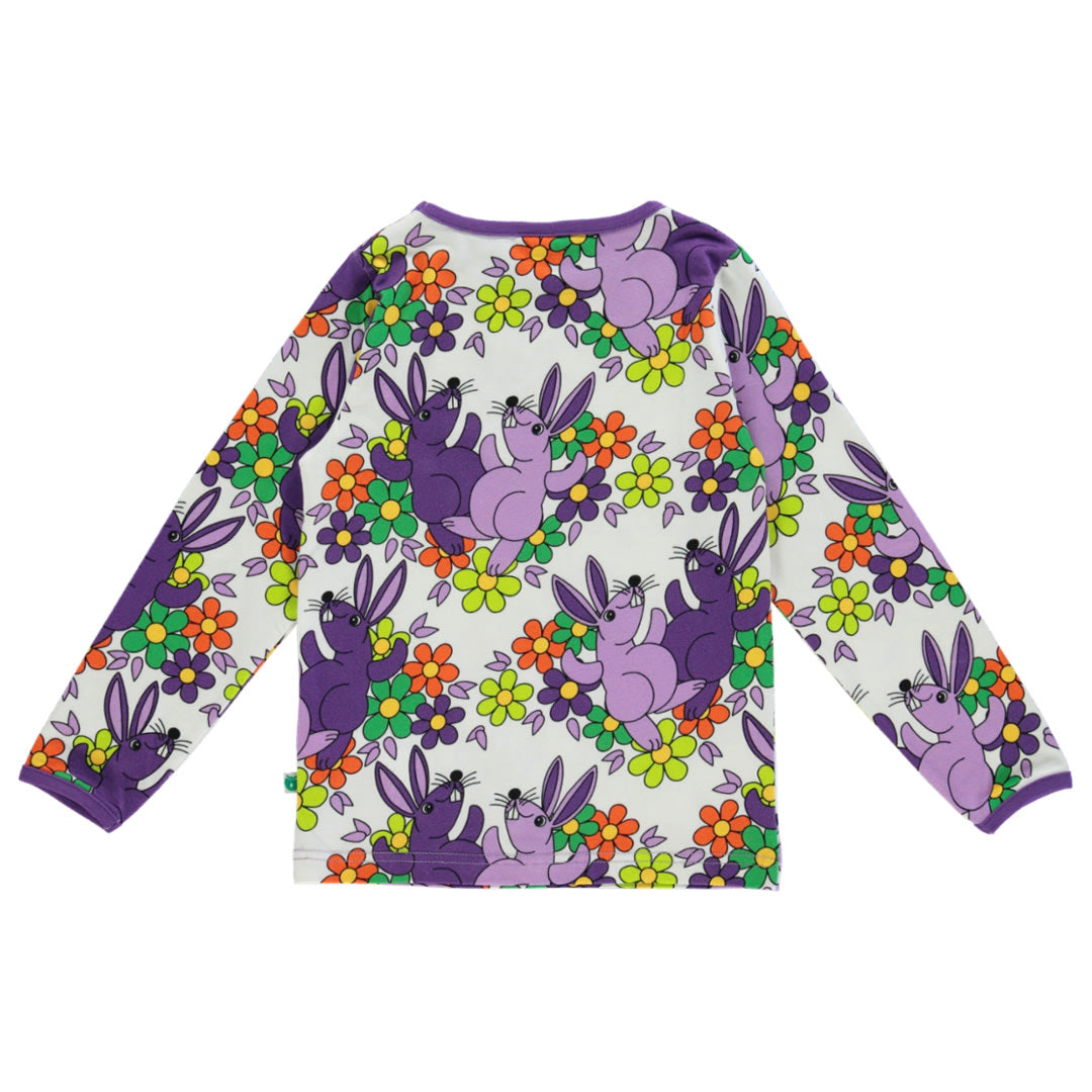 Langarmshirt mit Kaninchen und Blumen