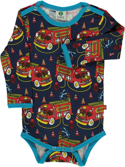Langärmliger Baby Body mit Feuerwehrauto