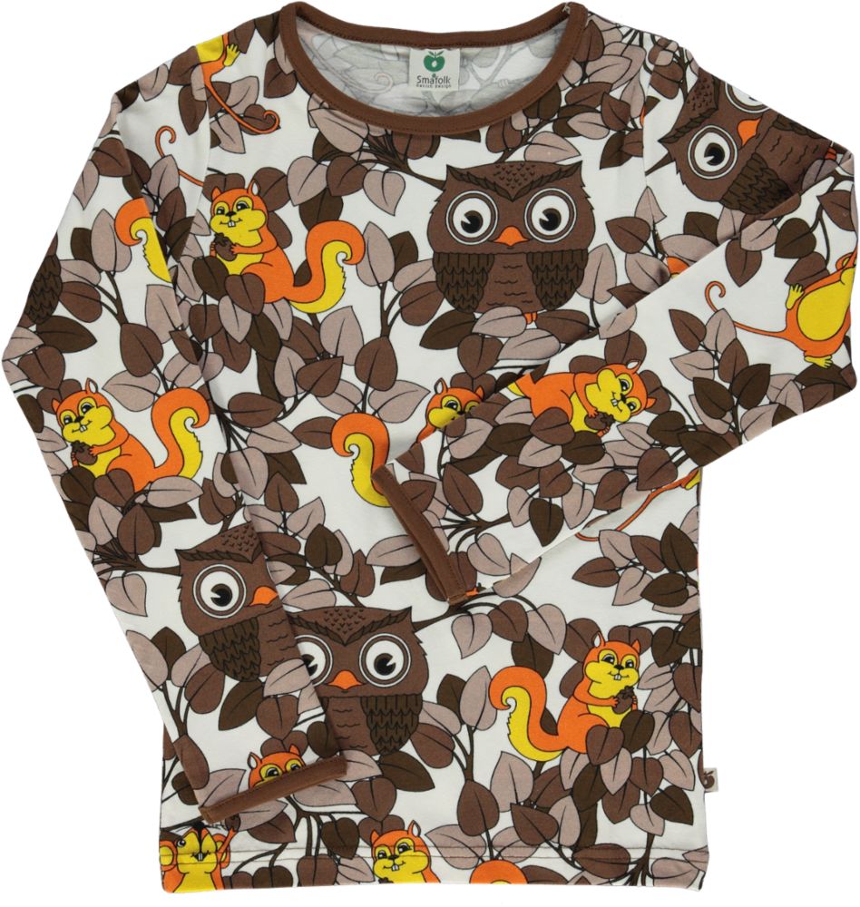 Langarmshirt mit Eule und Eichhörnchen