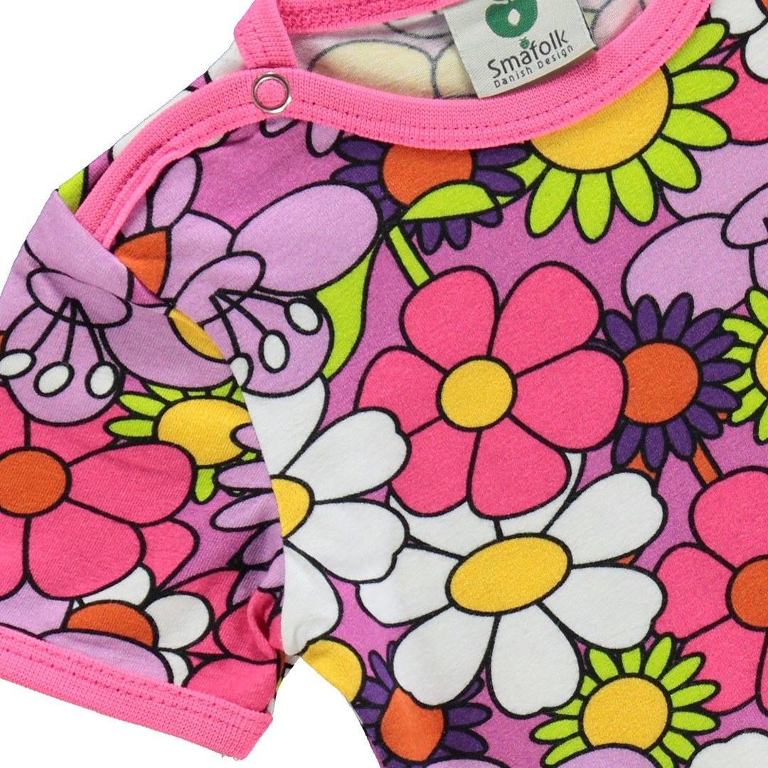 Kurzärmeliger Baby Body mit Blumen