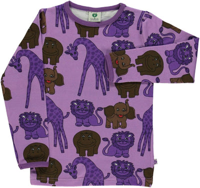 Langarmshirt mit Giraffen, Löwen, Nilpferden und Elefanten