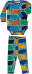 Set mit langärmliger Baby Body und Leggings mit Retro-Äpfeln