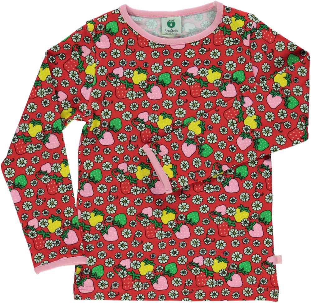 Langarmshirt mit Erdbeeren und Blumen