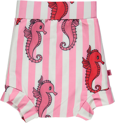 Swimwear. Baby pants high. Seahorses