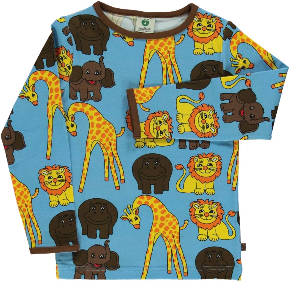 T-shirt LS. Giraf, Lion, Hippo & Elephant