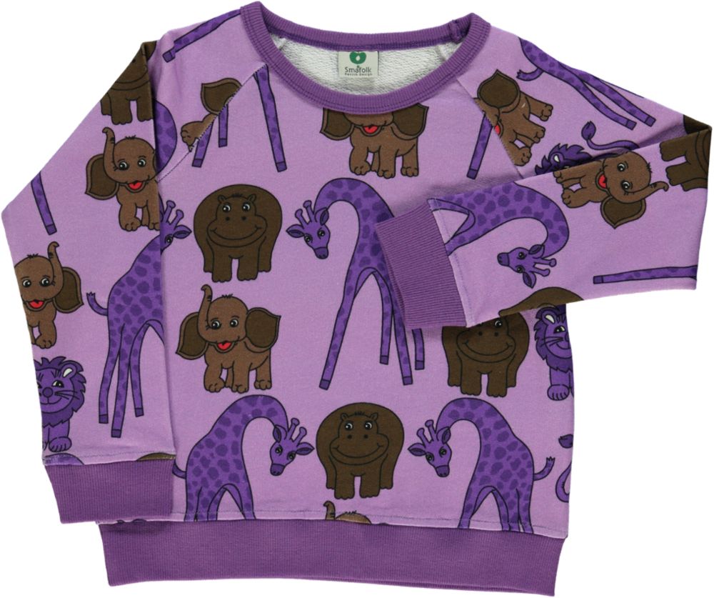 Sweatshirt. Giraf, Lion, Hippo & Elephant