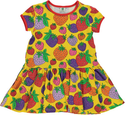 Kurzärmliges Kleid mit Erdbeeren