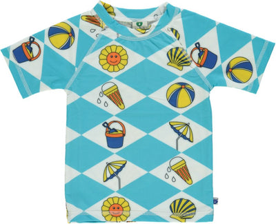 UV50 Schwimm-T-Shirt mit Sommerferiensymbolen