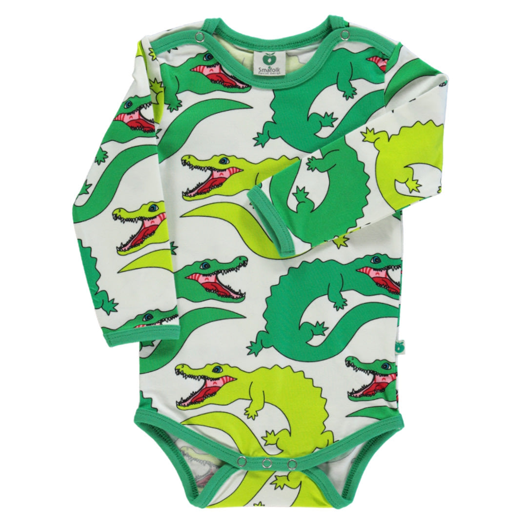 Langärmliger Baby Body mit Krokodile